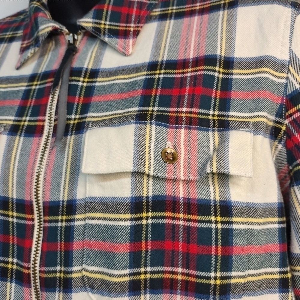 Chaps Women's Multi Colors Plaid Zip Up Top Shirt Size M - Picture 6 of 10